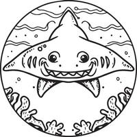 Whale Shark coloring pages. Whale Shark outline for coloring book vector