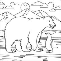 Polar Animals Coloring pages. Animals coloring pages. Polar animal outline vector