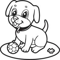 Baby dog coloring pages. Baby doge playing coloring pages for coloring book. Baby doge vector images