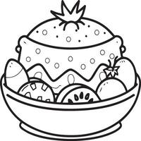 Food coloring pages for coloring book. Food outline vector. vector