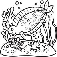 Sea life coloring pages for coloring book. Sea life outline vector