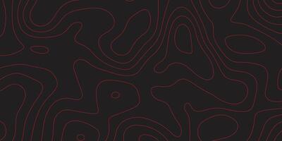 Seamless pattern with background. Background with red lines. Topographic red line on black background texture vector