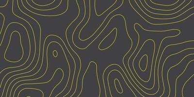 Seamless pattern with waves. Background with golden lines. Topographic yellow line on black background texture. vector