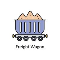 Freight Wagon  vector filled outline icon design illustration. Manufacturing units symbol on White background EPS 10 File