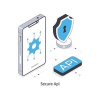 Secure API  isometric stock illustration. EPS File stock illustration. vector