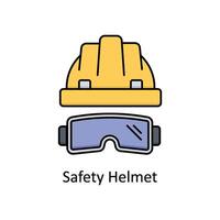 Safety Helmet  vector filled outline icon design illustration. Manufacturing units symbol on White background EPS 10 File