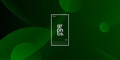 Dark green dynamic gradient illustration background with simple curve and circle pattern style. Cool design. Eps10 vector