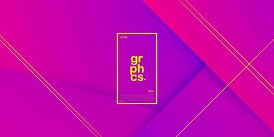 Abstract overlap colorful purple papercut illustration background with gold lines. 3d look and simple pattern. Cool design and luxury. Eps10 vector