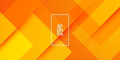 Abstract geometric gradient orange background with simple shape and lines. Colorful orange design. Modern square overlap pattern with 3d shadow concept. Eps10 vector