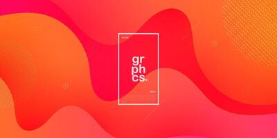 Abstract colorful orange to red gradient background. Wave fluid shapes with geometric pattern. Bright orange background design. Cool and modern concept. Eps10 vector