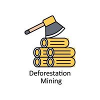 Deforestation Mining  vector filled outline icon design illustration. Manufacturing units symbol on White background EPS 10 File