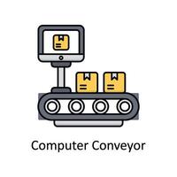 Computer Conveyor vector filled outline icon design illustration. Manufacturing units symbol on White background EPS 10 File