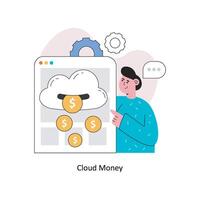 Cloud Money Flat Style Design Vector illustration. Stock illustration