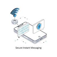 Secure instant messaging  isometric stock illustration. EPS File stock illustration. vector