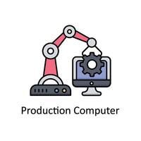 Production Computer vector filled outline icon design illustration. Manufacturing units symbol on White background EPS 10 File