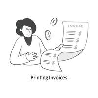 Printing Invoices Flat Style Design Vector illustration. Stock illustration