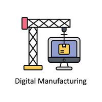 Digital Manufacturing vector filled outline icon design illustration. Manufacturing units symbol on White background EPS 10 File