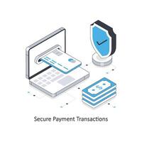 Secure payment transactions isometric stock illustration. EPS File stock illustration. vector