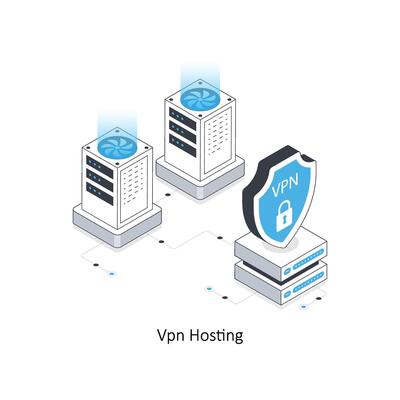 Vpn Hosting isometric stock illustration. EPS File stock illustration.
