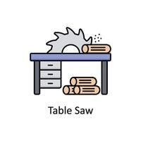 Table Saw  vector filled outline icon design illustration. Manufacturing units symbol on White background EPS 10 File