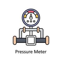 Pressure Meter vector filled outline icon design illustration. Manufacturing units symbol on White background EPS 10 File