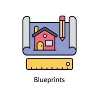 Blueprints vector filled outline icon design illustration. Manufacturing units symbol on White background EPS 10 File