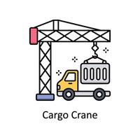 Cargo Crane vector filled outline icon design illustration. Manufacturing units symbol on White background EPS 10 File