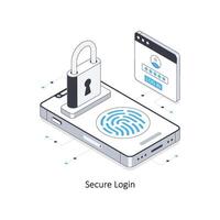 Secure Login isometric stock illustration. EPS File stock illustration. vector