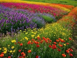 AI generated Photo of a blooming field.