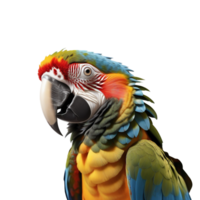 AI generated close-up macaw isolated  transparent background. ai generative png