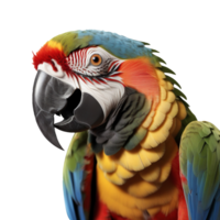 AI generated close-up macaw isolated  transparent background. ai generative png