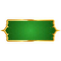 verde lujo dorado Arábica islámico bandera título marco transparente antecedentes oro texto caja clipart png