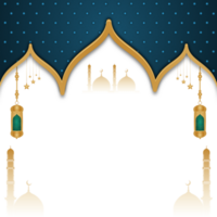 Golden islamic frame with lantern ramadan kareem arabic border flyer poster design png