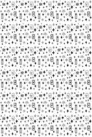 Minimalist Seamless pattern with clover, umbrella, clock, notebook and calculator. Black and white background pattern for printing. modern lifestyle abstract seamless pattern. vector