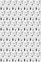 Fast food seamless pattern. Black and white illustration of fast food. Fast food seamless pattern with vector line icons. junk food patterns for cover, printing and business.