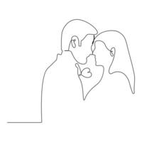 Kiss day continuous one line art drawing vector design and illustration