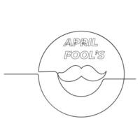 April fools day continuous one line art drawing vector design and illustration