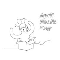 April fools day continuous one line art drawing vector design and illustration