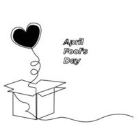 April fools day continuous one line art drawing vector design and illustration
