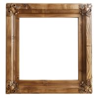 AI generated Vintage wooden picture frame with ornate carvings for art display and interior decoration, ideal for galleries and home decor png