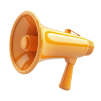 AI generated Sleek orange megaphone on transparent background, perfect for marketing, alerts, and event coordination. png