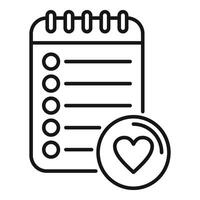 Small notepad items icon outline vector. Wish list personal vector