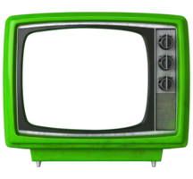 AI generated Green retro TV old style television isolate screen empty transparent background. png