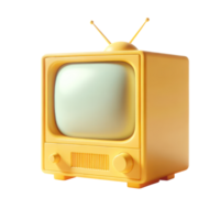 AI generated 3D render yellow retro TV old style television isolate on white background. png