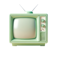 AI generated 3D render green retro TV old style television isolate on white background. png