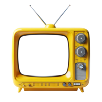 ai generato giallo retrò tv vecchio stile televisione isolato schermo vuoto trasparente sfondo. png