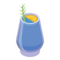 Blue alcoholic drink icon isometric vector. Summer party vector