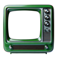 AI generated Green retro TV old style television isolate screen empty transparent background. png