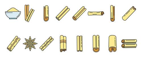 Cinnamon icons set vector color