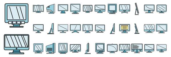 Monitor icons set vector color